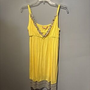Women's Yellow Babydoll Lingerie Slip Dress Lace Ruffle Spaghetti Strap Size 2XL